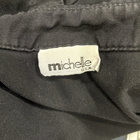 Vtg 2000s Y2K Michelle Black Snap Blouse M Stretch Long Sleeve Shirt Top Fitted - Picture 6 of 7